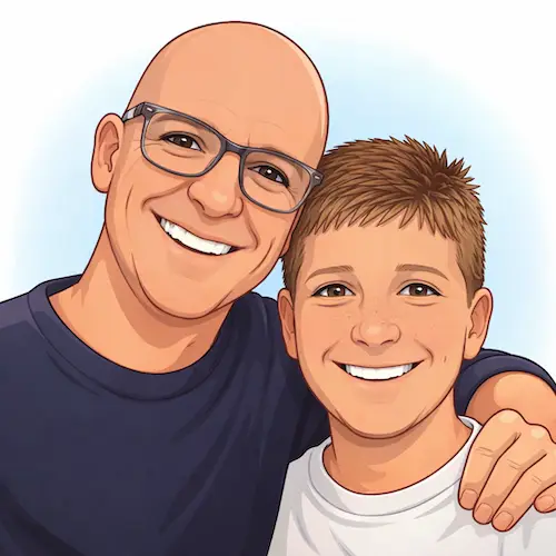 Image of father and son who started the kids job tracking app